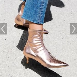 Free People Rose Gold Metallic Booties.